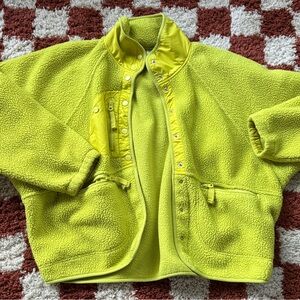 Free People Yellow Teddy Jacket Cozy Cropped Style